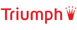 Brand logo in bold red color
